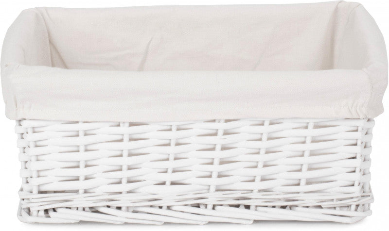 MEDIUM WHITE WICKER STORAGE BASKET