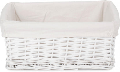 MEDIUM WHITE WICKER STORAGE BASKET