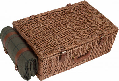 4 Person Green Tweed Hamper