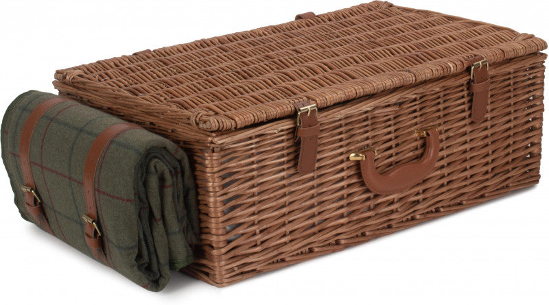 4 Person Green Tweed Hamper