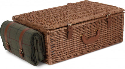 4 Person Green Tweed Hamper