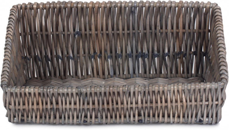 ANTIQUE WASH VERTICAL WEAVE DISPLAY BASKET