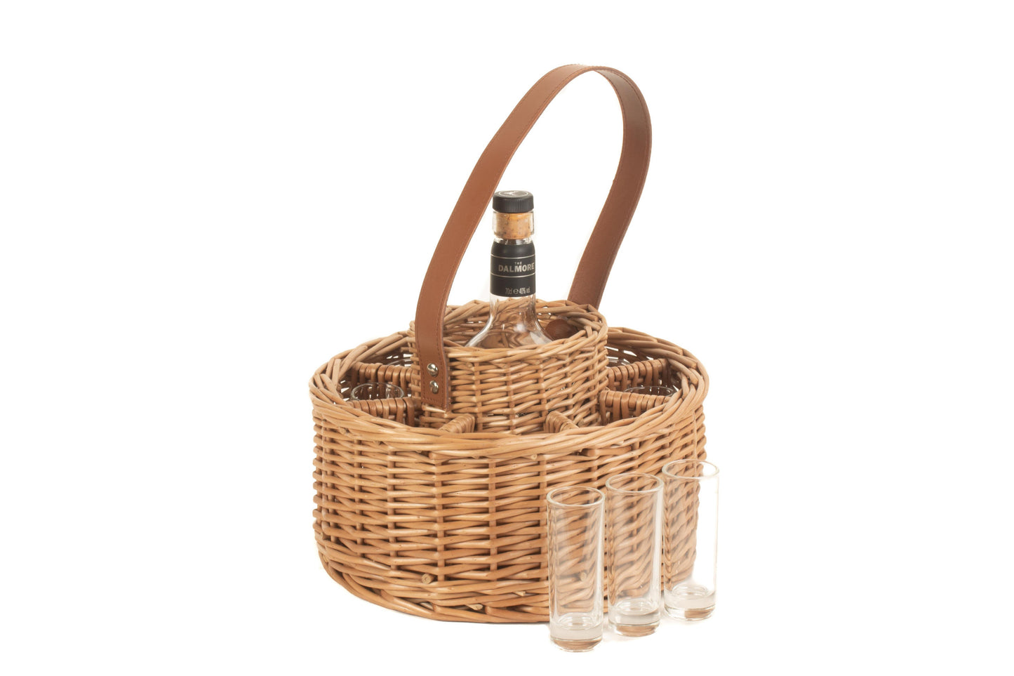 Round Whiskey Celebration Carrier with 8 glasses