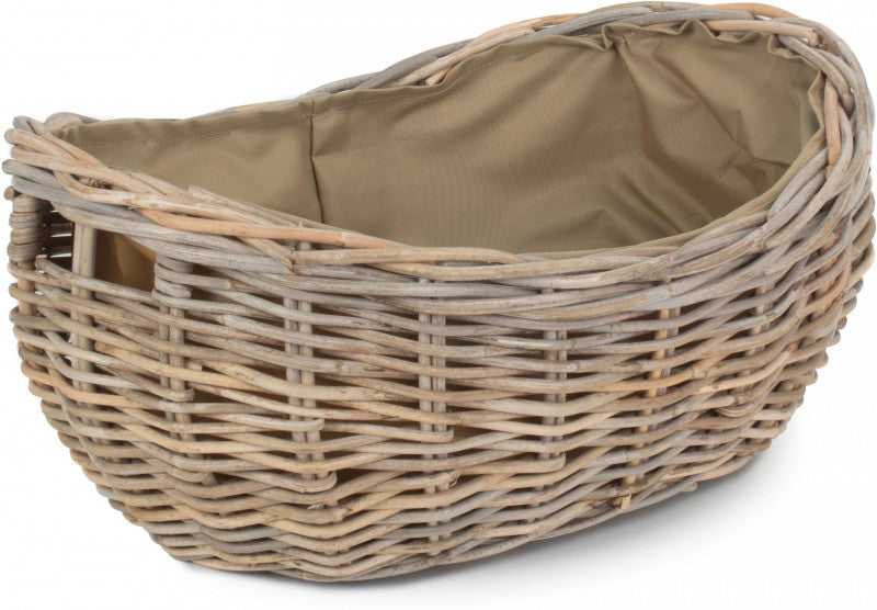 SMALL BOAT SHAPED RATTAN LOG BASKET with CORDURA LINING