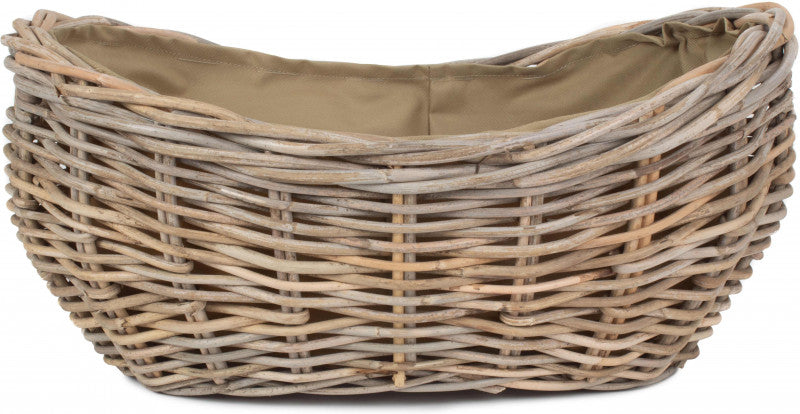 SMALL BOAT SHAPED RATTAN LOG BASKET with CORDURA LINING