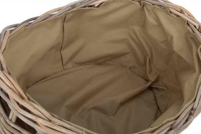 SMALL BOAT SHAPED RATTAN LOG BASKET with CORDURA LINING