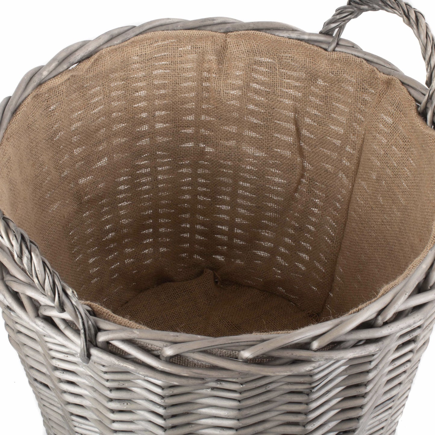 Extra Large Round Lined Wicker Log Basket - WITH LOGS