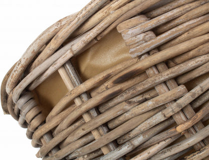 LARGE BOAT SHAPED RATTAN LOG BASKET with CORDURA LINING