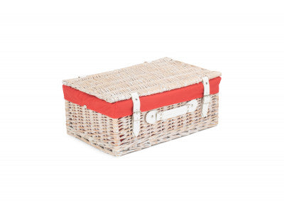 18" WHITE HAMPER with RED LINING