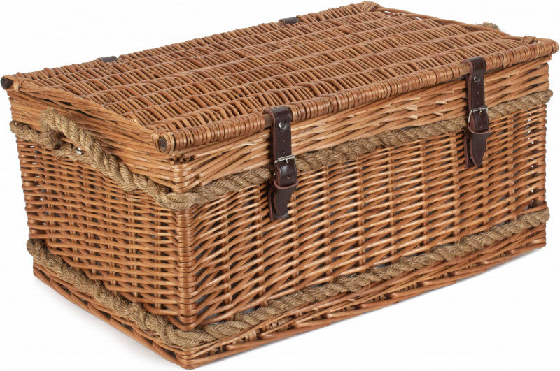 Rope Handled Green Tweed 6 Person Hamper