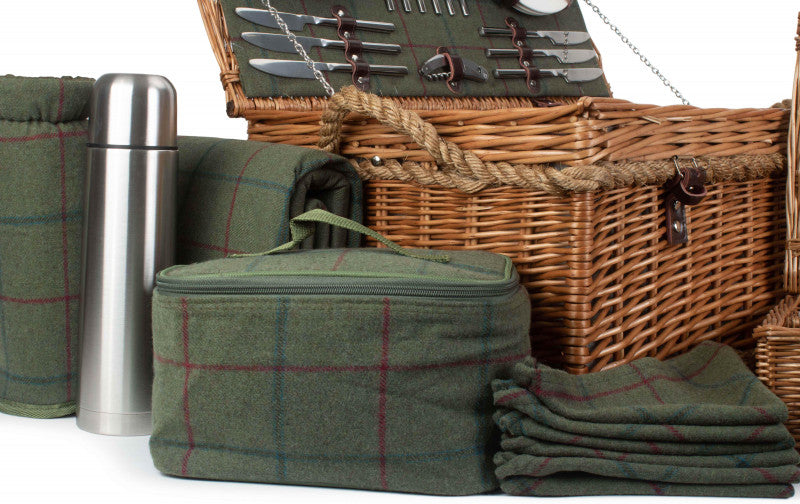 Rope Handled Green Tweed 6 Person Hamper