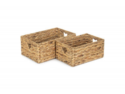 SMALL WATER HYACINTH STORAGE BASKET SET 2