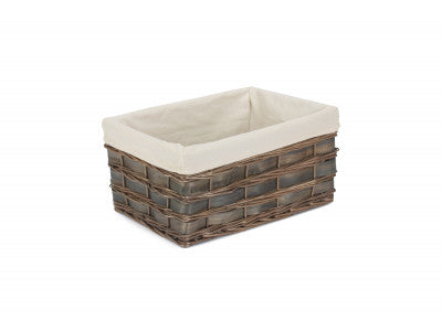 LARGE GREY SCANDI STORAGE BASKET with WHITE LINING