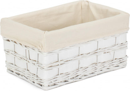 MEDIUM WHITE SCANDI STORAGE BASKET with WHITE LINING