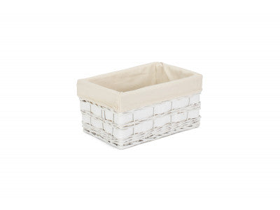 MEDIUM WHITE SCANDI STORAGE BASKET with WHITE LINING