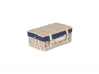 14" WHITE HAMPER with NAVY BLUE LINING