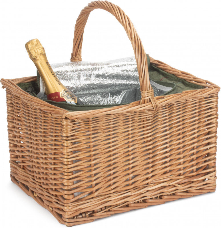 DELUXE BUTCHER'S BASKET with GREEN TWEED COOLER BAG