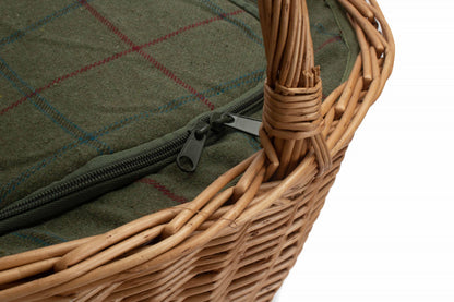 Oval Shopping Basket With Green Tweed Cooler Bag