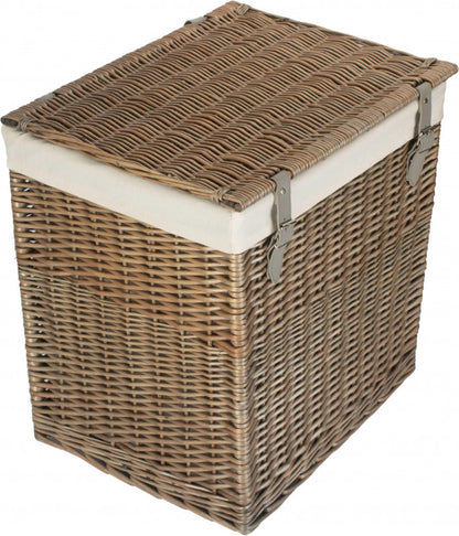 SIZE 2 - BOUTIQUE ANTIQUE WASH STORAGE LAUNDRY HAMPER with LINING