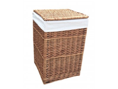 LIGHT STEAMED SMALL SQUARE LAUNDRY BASKET with WHITE LINING