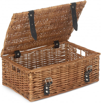 14 inch EMPTY WICKER HAMPER BASKET - DOUBLE STEAMED - UNLINED