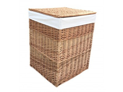 LIGHT STEAMED LARGE SQUARE LAUNDRY BASKET with WHITE LINING