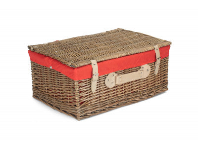 22" ANTIQUE WASH HAMPER with RED LINING