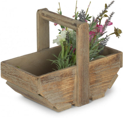 SMALL OAK EFFECT WOODEN TRUG