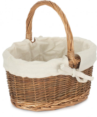 CHILD'S COUNTRY OVAL SHOPPER with WHITE LINING