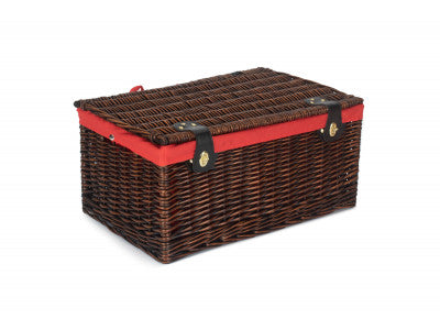 20" CHOCOLATE BROWN HAMPER with RED LINING