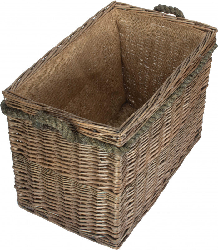 Medium Rectangular Rope Handled Log Basket