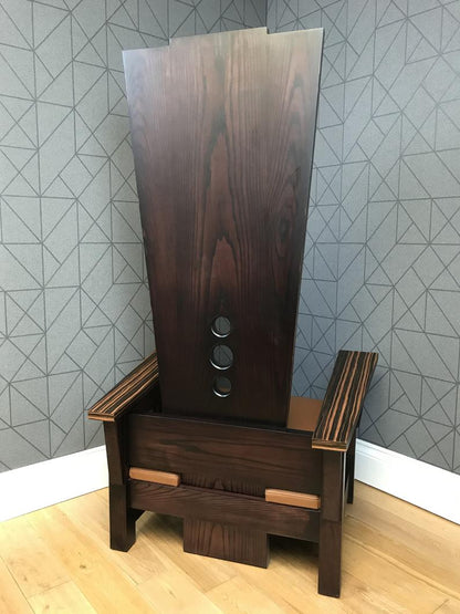 Handmade Throne Chair in Ash and Macassar Ebony Wood