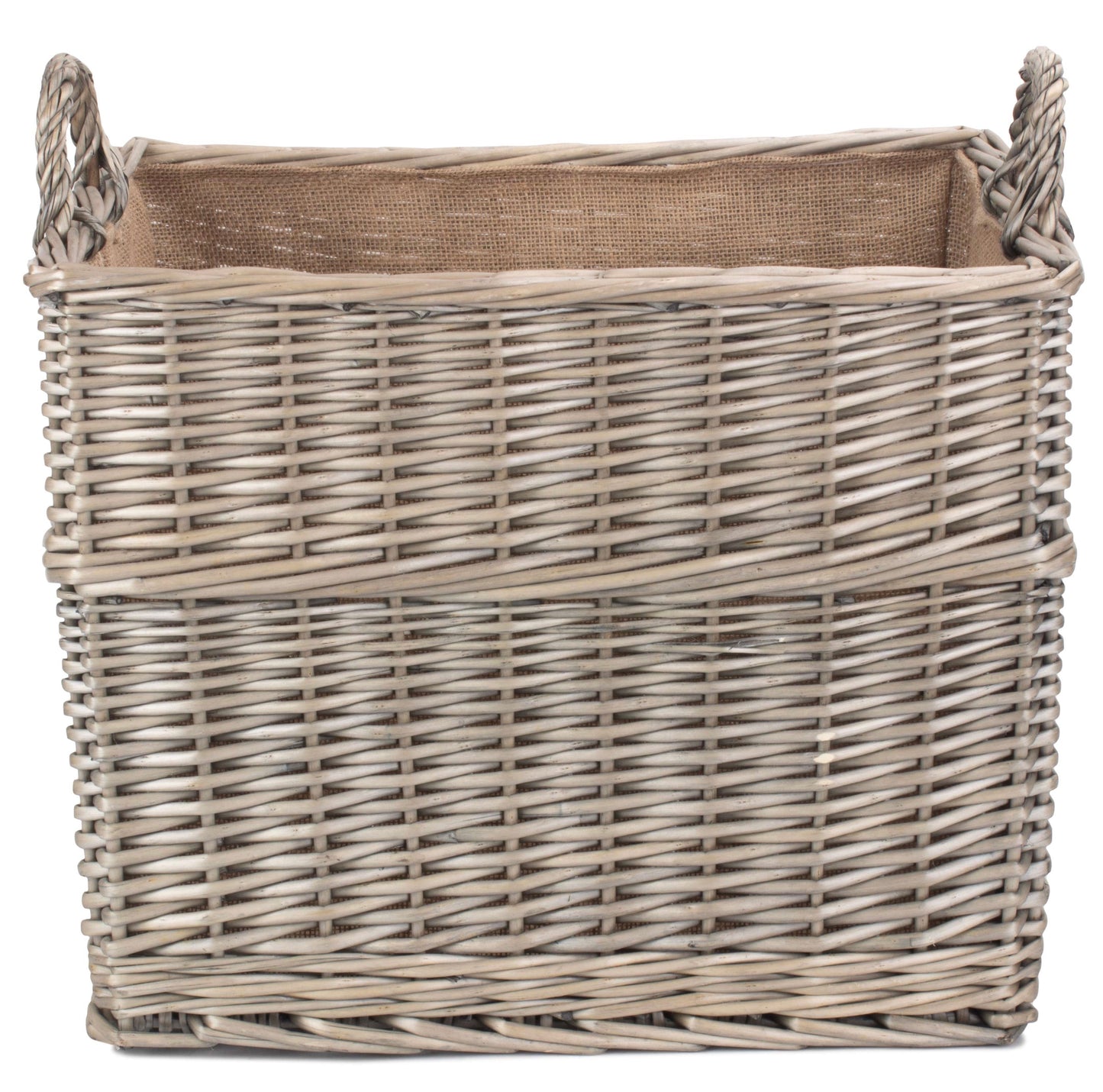 Large Rectangular Lined Wicker Log Basket