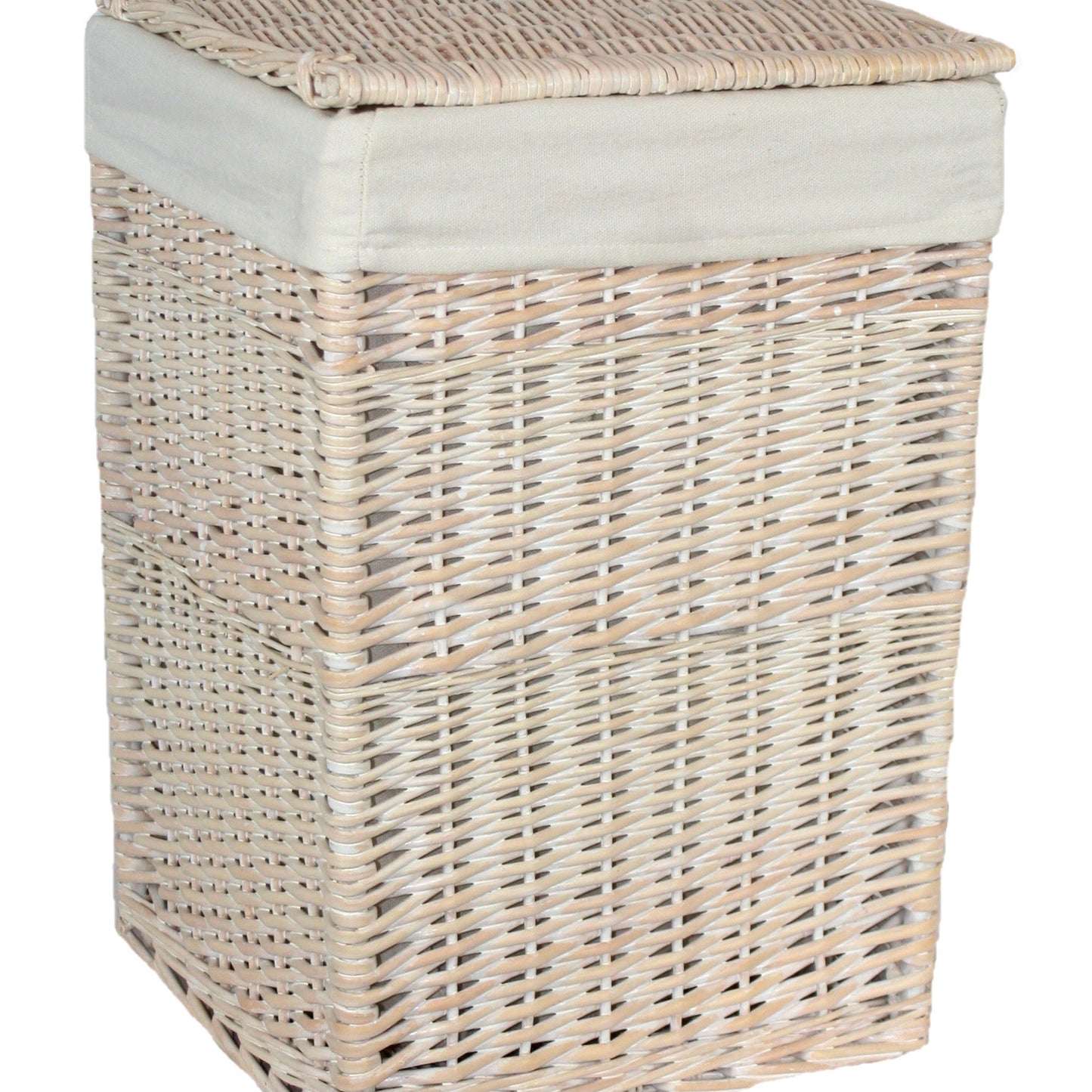 Small Square White Wash Laundry Hamper