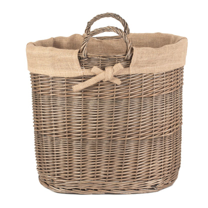 Oval Log basket with handles