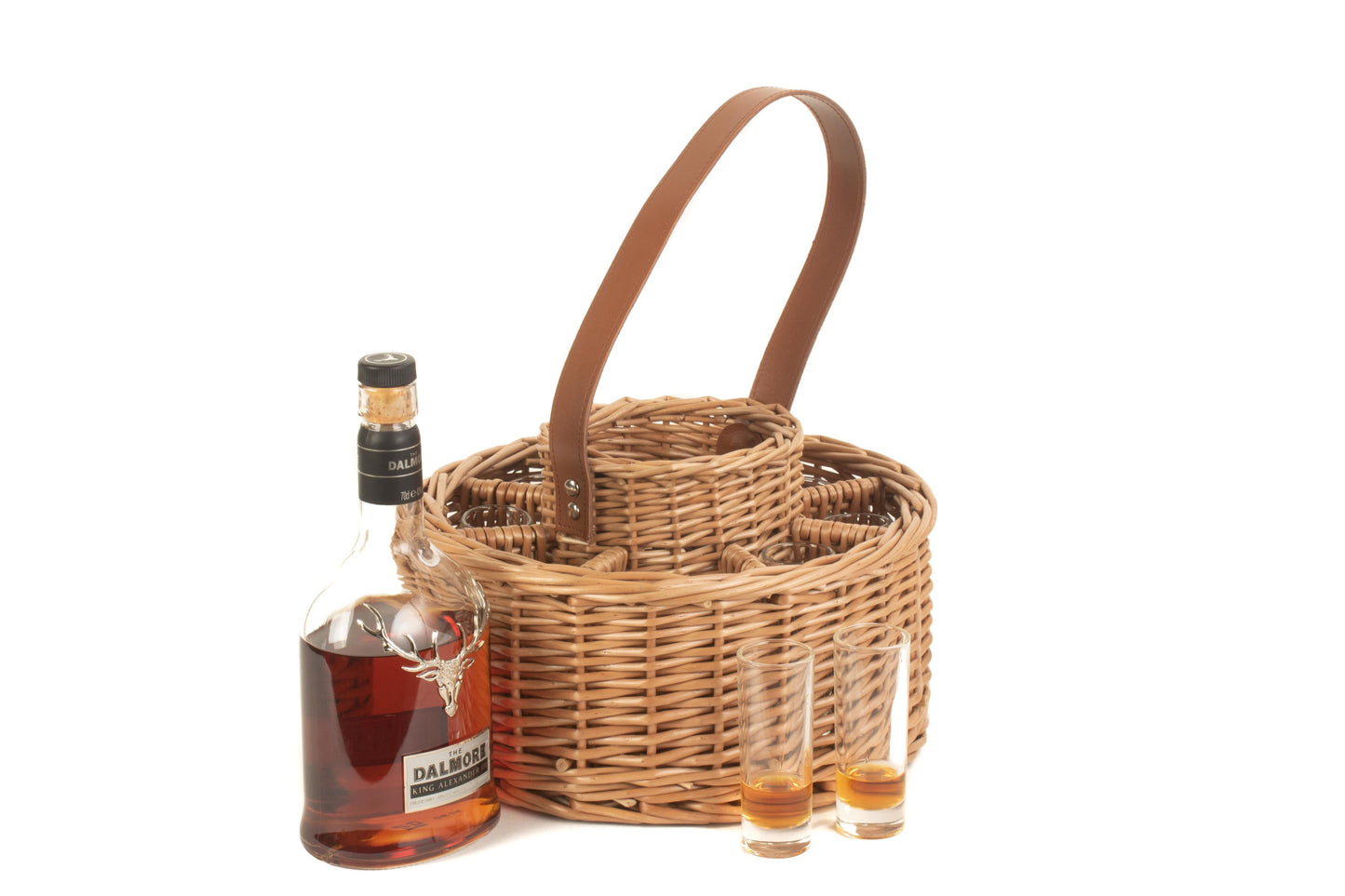 Round Whiskey Celebration Carrier with 8 glasses