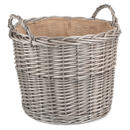 Extra Large Round Lined Wicker Log Basket