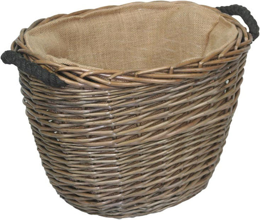 Small Antique Wash Oval Log Basket
