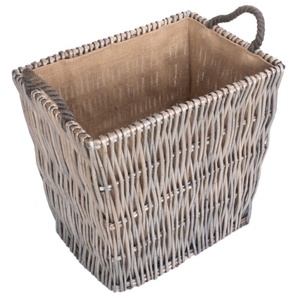 Vertical Weave Lined Rectangular Log Basket - Large