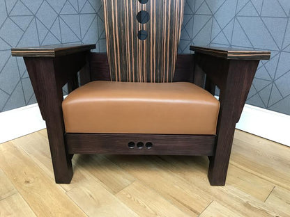 Handmade Throne Chair in Ash and Macassar Ebony Wood