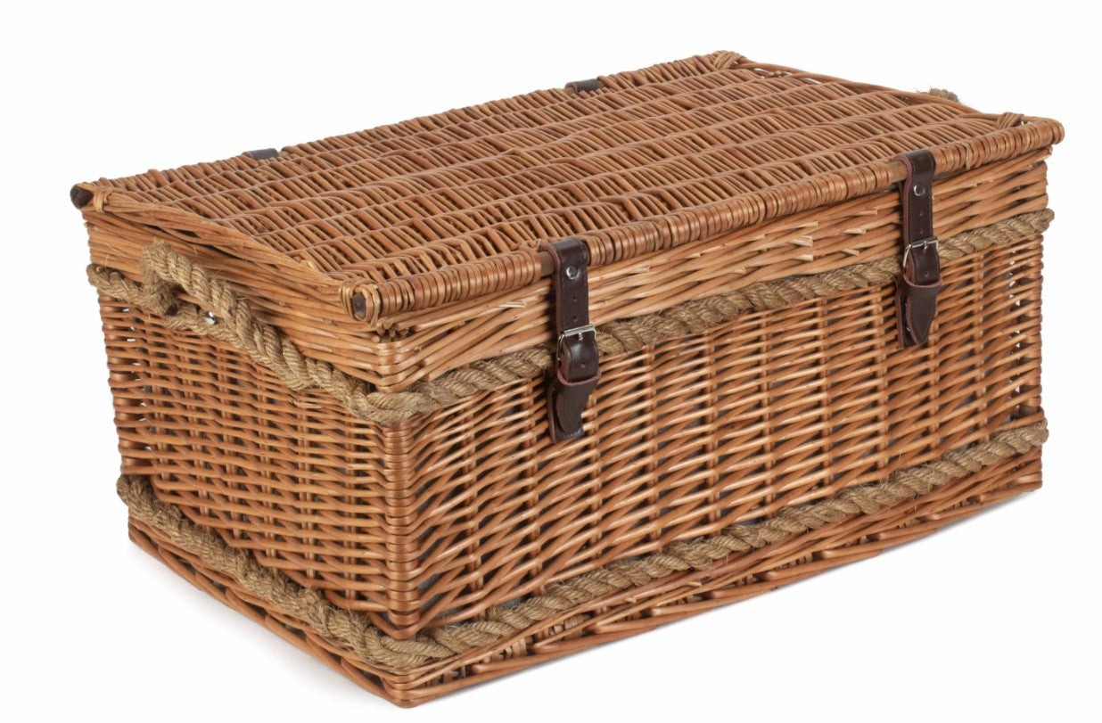 Rope Handled Green Tweed 6 Person Hamper