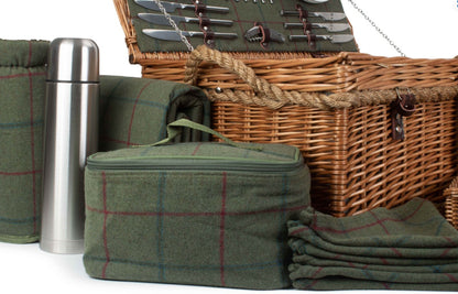 Rope Handled Green Tweed 6 Person Hamper