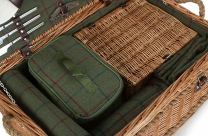 Rope Handled Green Tweed 6 Person Hamper