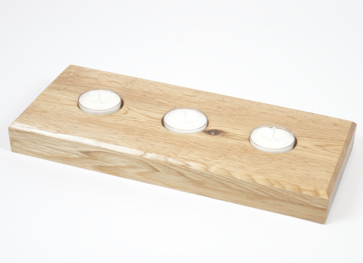 Solid Oak 3 Tea Light Holder (inc. 9-pack Cotton Fresh Tea Lights)