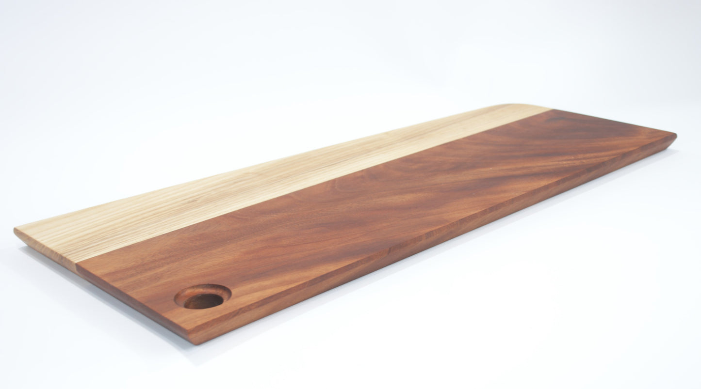 Large Hand Made Solid Wood Brazilian Meranti and Ash Baguette Board