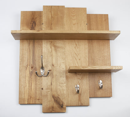 Solid Oak Hall Organiser Coat Rack - Large