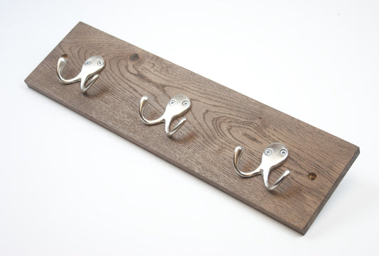 Solid Oak With Walnut Stain 3 Double Hooks