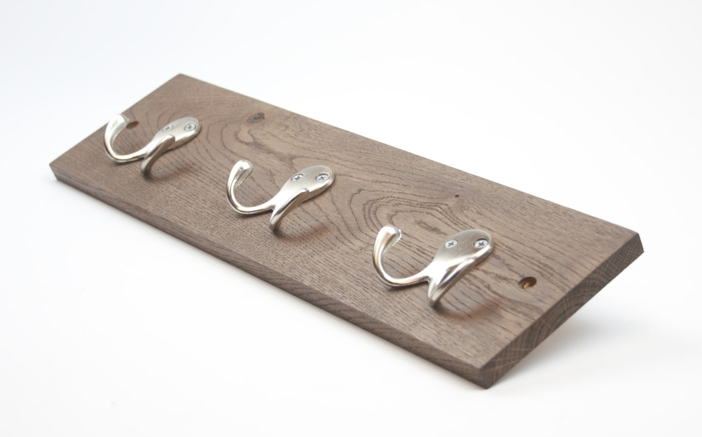 Solid Oak With Walnut Stain 3 Double Hooks