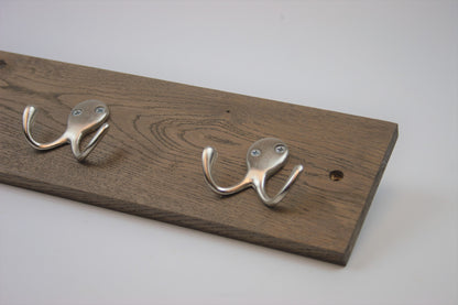 Solid Oak With Walnut Stain 3 Double Hooks