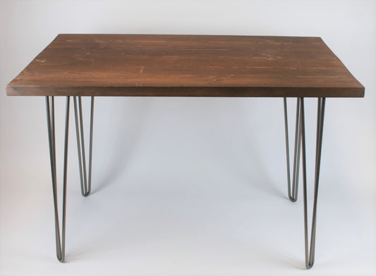 Solid Wood Rustic Desk with Industrial Hairpin Legs